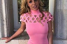 spears britney dress instagram tight revealing hot pink oops again under her did flaunts physique posed she mail daily very