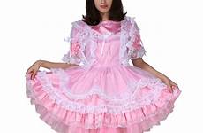 sissy boy dress baby adult maid lockable satin costume cosplay crossdress puffy dresses maids outfit fashion girl wearing sissies men