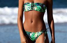 bandeau bandage bikini bikinis stripe push brazilian swimsuit biquini swimwear leaf print sexy women