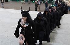 ritual satanic capitol satanists satanist satanism guild leads conduct pious protesters satan procession