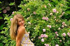 garden summer girl teen stock bush