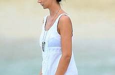 hervey victoria lady off beach bikini white showed tan dress star long her