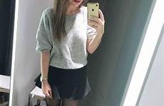 selfie boots pantyhose thigh high short mirror miniskirt mini saved