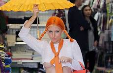 gabi nip slip braless grecko posed practised parasol
