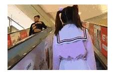 gif gifs funny gifdump japanese lolita daily prank girl escalator guy izismile fat tenor