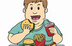 eating clipart food junk cartoon eat unhealthy man fast too much kids clip healthy people diet overweight lunch cliparts weight