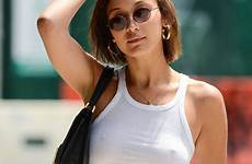 nipples bella hadid shirt flashes tight her standing shows sister gc