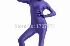 spandex purple zentai lycra suits tights shiny unisex body original full catsuit