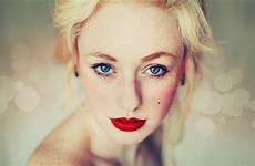 blonde eyes girl blue red lips wallpaper details celebrities