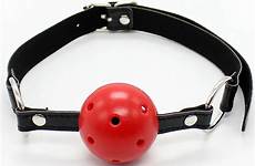 adult restraint oral 5cm hollow harness gag bondage mouth sm fetish ball leather head open red