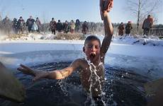 boy epiphany ice water village most week belarus cold lake breathtaking around enjoying