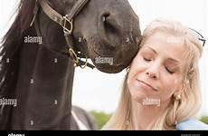 touching cropped horse alamy mature close face