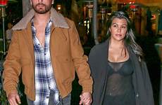 kardashian kourtney baby post disick scott flashes toned sheer tummy bra birth skinny giving less months than pic after top