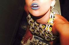 miley cyrus toilet selfie drake outfit sexy nude her instagram print blue lipstick wearing shares bed night topless off shirt