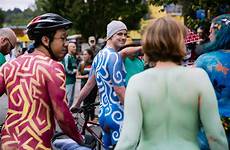 solstice fremont parade bike naked seattle riders body painting fair kick quirky off