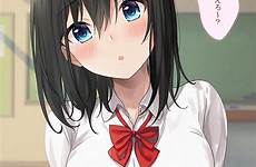anime boobs big girls wallpaper hair eyes dark blue women indoors viewer frontal looking wallpapers hd