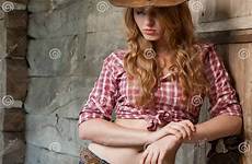 cowgirl red haired stock wooden beauty preview