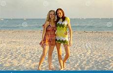 beach teen girls stock beautiful