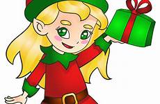 elf christmas girl vector character present vectorstock royalty