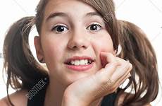 teen girl pigtails bigstock attractive bigstockphoto stock smiling portrait white