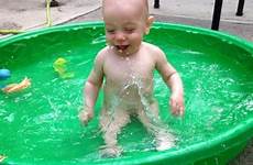 pool swim naked little baby time water