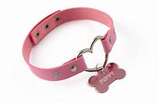puppy collar play pet pink faux leather