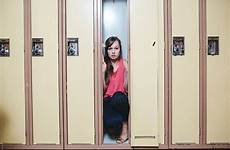 school hiding locker high inside student scared