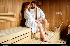 sauna finnish couple women alamy stock woman enjoying