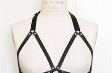 bra harness leather lingerie open classic cup sexy bras bondage cage harnesses strappy