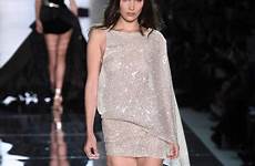 dress fashion runway hadid bella through week paris show vauthier alexandre chest oops jenner kendall thesun