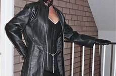 leather women sexy coats strict aunts knee length