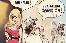 milkman sexy comic humour 1970s postcard cartoons comics postcards milk bamforth lady dairy hippostcard delivering topics closed themes
