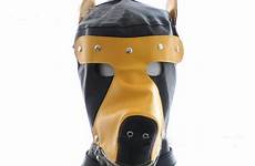 mask slave cosplay headgear pu hood bondage leather dog adult men women
