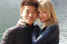 asian girlfriend amwf hot couple man dude his visit dating blonde swirl interracial