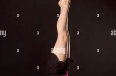 headstand girl alamy stock practing caucasian pose little doing