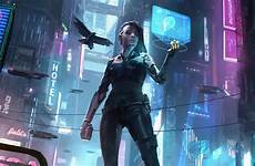 cyberpunk cyborg futuristic millennium chronicles neon 1440p hdqwalls laptop buildings peakpx