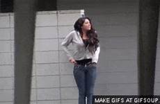pee peeing outside gif gifs embarrassing moments woman leg jacks jumping not gympik armpit unshaven nice so