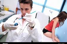 gynecologist pap smear test cervical teenage performing alamy