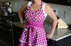 apron aprons wearing women cooking kitchen sexy polka dot flirty cute white lady etsy womens saved berry skirt purple pockets
