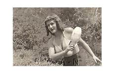vintage 50s 1940s pinup nude 40s bowling risque endowed rp bra woman holds partner semi original