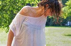wet soaking clothes female hair water young attractive fun photography