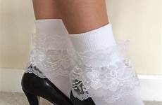 socks lace women etsy sexy wedding white ankle lacy frilly short saved heels