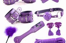 sex bdsm kit bondage toys set handcuffs handcuff adult gag purple woman fetish leather rope ball collar accessories games 8pcs