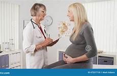 pregnant woman regular checkup having her office women stock