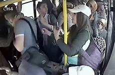 bus flashing female man woman women gets passenger he groping passengers his when genitals video other pervert after does slap