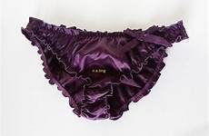 panties purple satin knickers bikini ruffled frilly ruffle