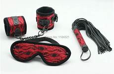 restraints sex whip flogger set hand lace restraint buckles cuffs blindfold pu red bedroom