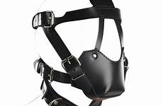 harness head leather bdsm muzzle bondage gag mask face mouth adult restraints neck hood sex toys collar harnesses woman add