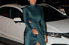 mel legs york her dress judge cut factor shows nothing toned dines she evening sexy wrap green sartorial dazzling scary