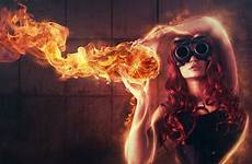 fire girl wallpaper fantasy wallpapers woman sexy background desktop abstract girls flame redhead elemental resolution mask